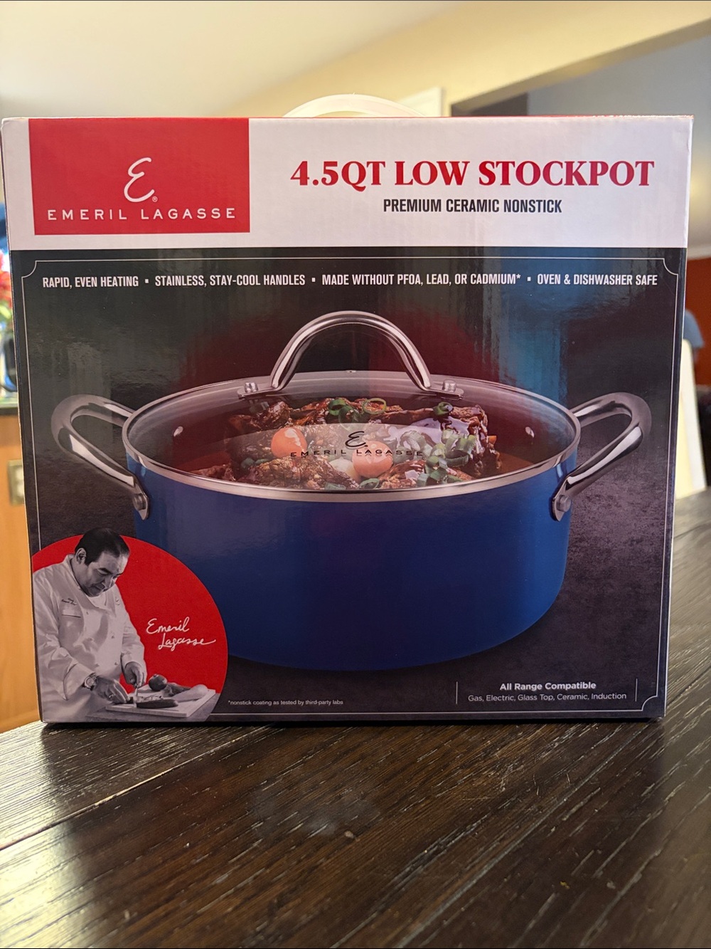 4.5QT Blue Low Stockpot - Ceramic Nonstick